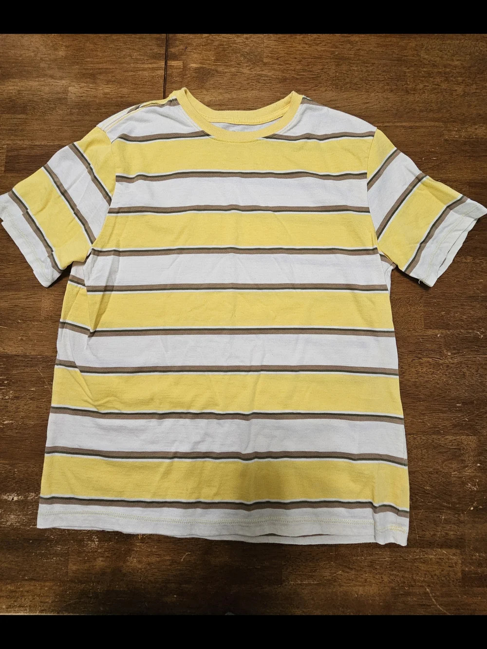 wonder nation Yellow, White & Brown Striped Short-Sleeve Tee